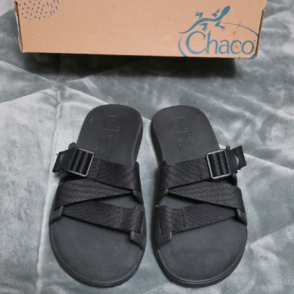 Chaco Black Adjustable Slide Sandals
